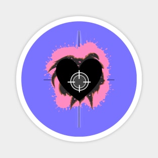 black heart with pink pint background Magnet